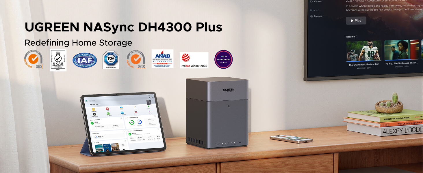 UGREEN NAS DH4300 Plus 4-Bay Desktop NAS, Support Capacity 128TB